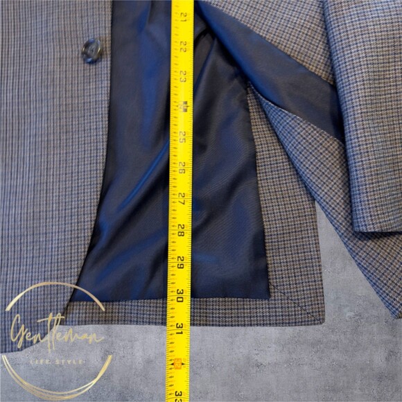 JOS A BANK Tailored Fit Mens 44R Gray/Blue Wool Blazer Sport Coat 2-Button Jacke - Picture 9 of 12